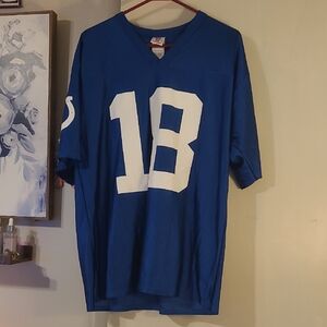 NFL Men's Royal Blue Jersey with White Number 18 Manning Colts Large
